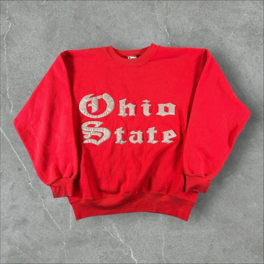 Vintage Ohio State Sweater Mens Medium Red 90s Old English Champion Crewneck